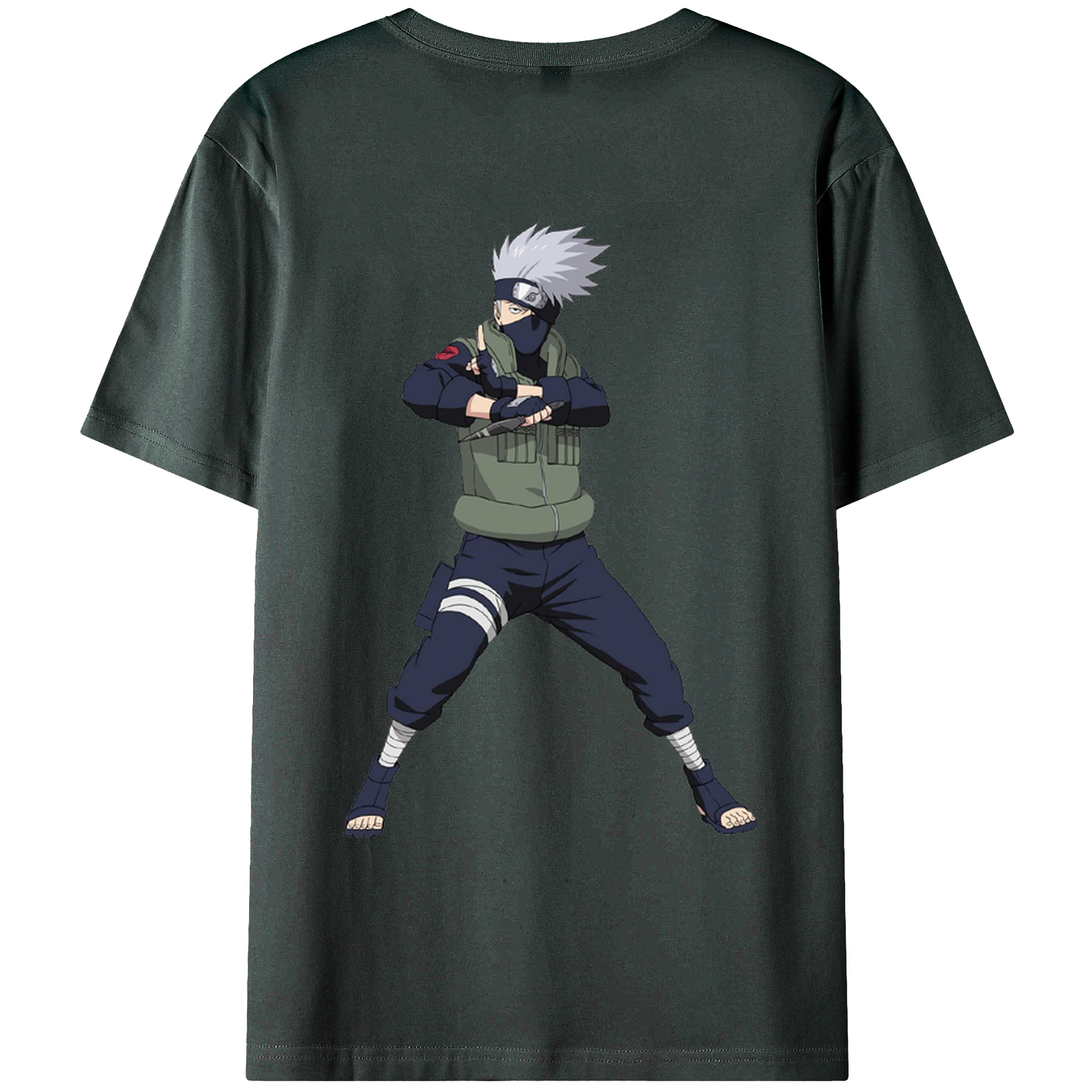（画像用） NARUTO -ナルト- はたけ カカシ Hatake Kakashi 綿100％ メンズ半袖Tシャツ（バックプリント） 通気性